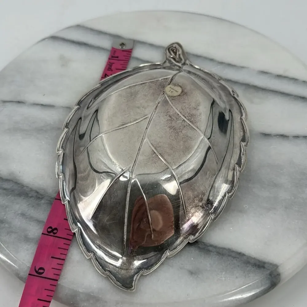 Vintage silver plated leaf candy dish